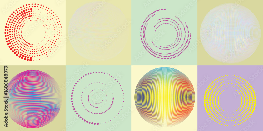 Fototapete lines and dots in circle form .rotate rounded shape vector .rotating dots form a circle .rotating an