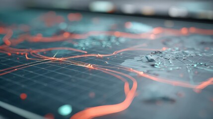 Global network connecting world map with futuristic lines and nodes