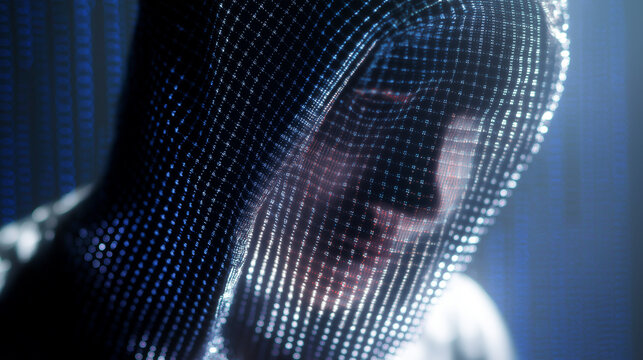 Digital Veil: A Person Enshrouded in Data and Technology
