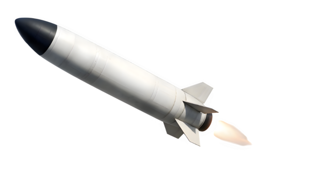 Transparent Trident II D5 Missile in Flight – PNG Cutout for Military Visuals