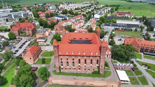 Aerial view of Gniew Castle in Gniew, Poland