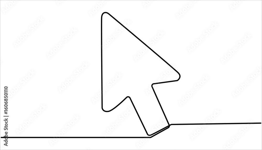 Fototapete continuous drawing of cursor arrow. one line icon of cursor arrow. continuous line art drawing style