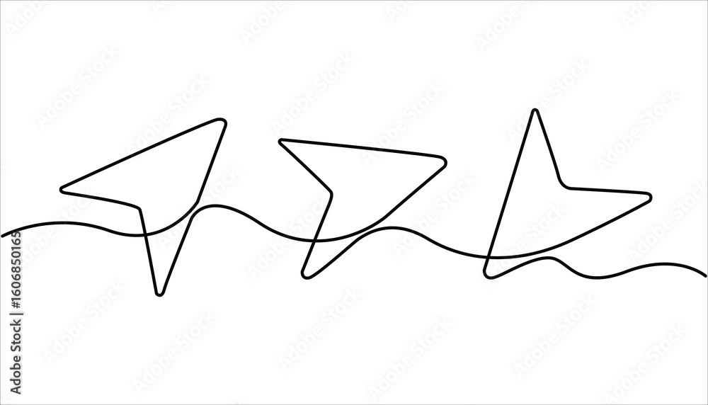 Fototapete continuous drawing of cursor arrow. one line icon of cursor arrow. continuous line art drawing style