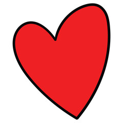 Hand-drawn cartoon red heart on a white background.