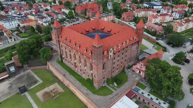 Aerial view of Gniew Castle in Gniew, Poland