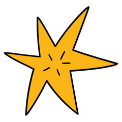 Hand-drawn cartoon spark on a white background.