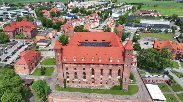 Aerial view of Gniew Castle in Gniew, Poland
