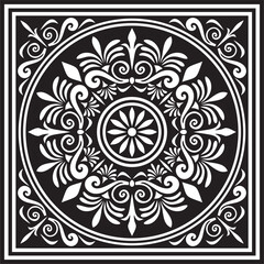 Classic greek black monochrome square ornament. Vector pattern, ancient hellenic rectangle. European border.
