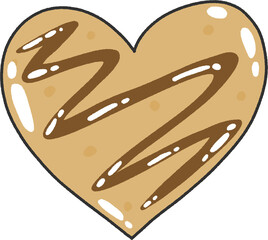 Heart Cookie with Chocolate Drizzle – Cute Valentine Style Dessert Illustration