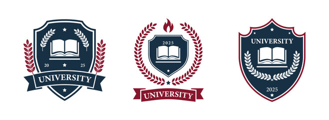 University Academic Emblems Vector Logo Set