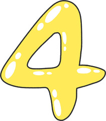 Yellow Icing Number “4” Cookie Illustration – Playful Fourth Birthday Biscuit Clip-Art