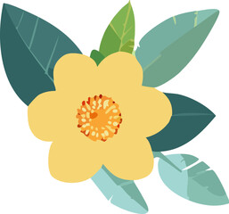 Yellow Flower and Green Leaves.