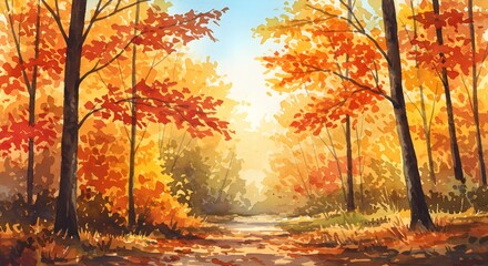 Obraz premium Autumn forest pathway