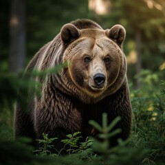 Fototapeta premium brown bear in the forest