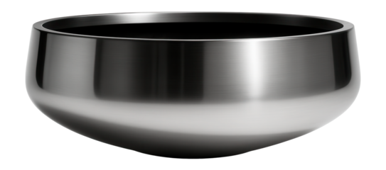 Wide, low planter made of polished stainless steel, used for large-scale indoor plant displays in office buildings.