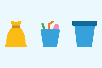 Vibrant Container and Bag Icons for Packaging and Storage Solutions.