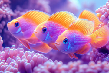 Fototapeta premium A Richly Colored View of Tropical Fish in Their Habitat