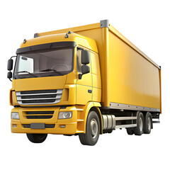 A Yellow Box Truck Against a White Background