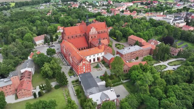 Aerial view of the Church of the Assumption of the Blessed Virgin Mary, Pelplin, Poland