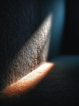 Wall Carpet Illumination with Shadow, Abstract Light Play on Textile Art