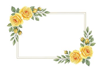Elegant yellow rose floral border design with a blank rectangular frame for text or images