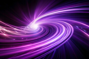 An abstract swirl of vibrant purple and pink light creates a dynamic energy vortex