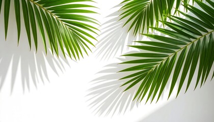 Obraz premium Palm fronds casting shadows on white background
