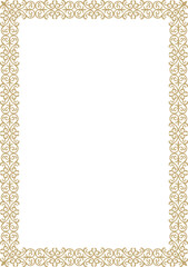 Vector golden square Kazakh national ornament. Ethnic pattern of the peoples of the Great Steppe,
