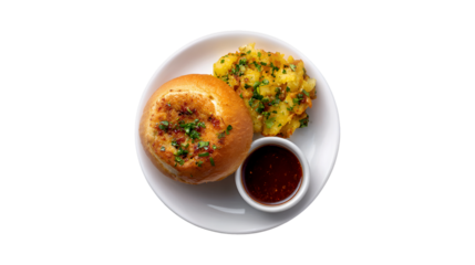 Garlic Bun Potato Hash Brown Sauce Delicious Meal