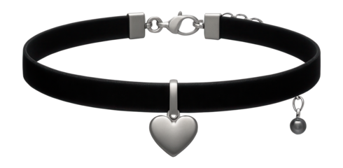 Ribbon choker with a small, central metal heart charm