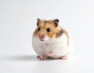 Cute Hamster Standing on White Background