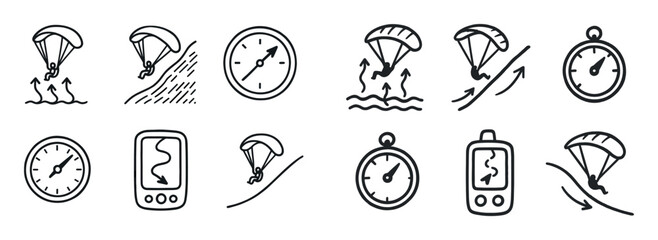 Paragliding Icons Grid
