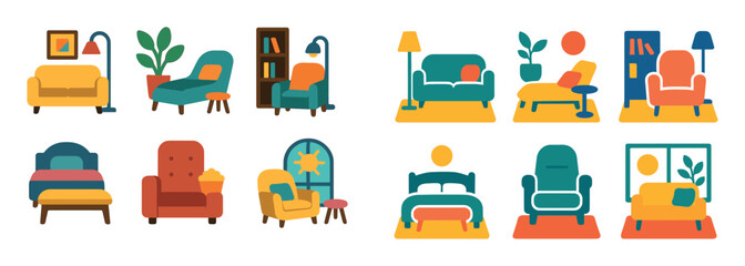 Colorful Furniture Icons