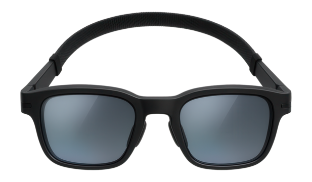 High-tech smart glasses with foldable arms and holographic projection capabilities