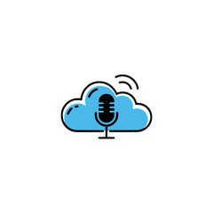 Obraz premium Podcast vector icon blue cloud podcast logo design: cloud audio recording