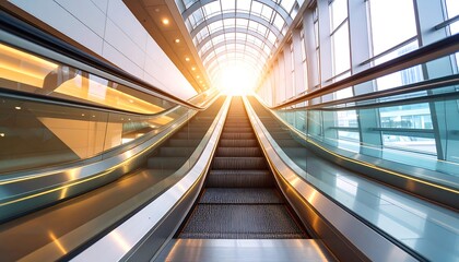 Obraz premium Modern escalator leading to light