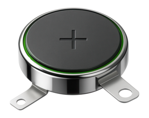 Rechargeable coin cell battery with tabbed contacts for compact devices