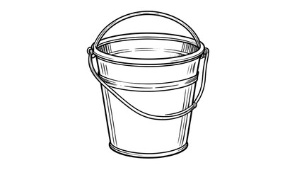 Black and white illustration of a metal bucket