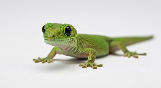 緑色のヤモリ 明るい背景で穏やかに佇む 愛らしい姿. AI Generated