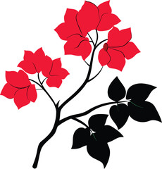 Bougainvillea silhouette vector on a white background 