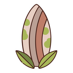 Abstract striped egg with green spots and leaves