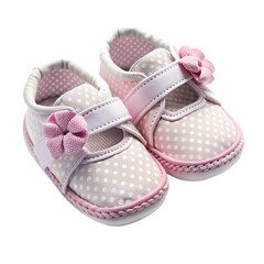 Pair of Pink and White Baby Shoes with Flower Accents