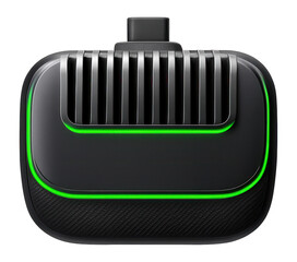 Low-profile wireless VR adapter with integrated cooling fins and a rubberized grip
