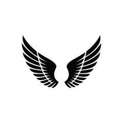 Obraz premium Elegant black angel wings silhouette on white background