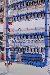 View from the back of the electrical panel. Connection of electronic modules using copper...
