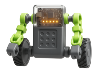 Educational robotic kit with snap-together parts and a microcontroller for custom coding projects