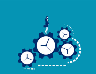 Control. Businesswoman leader with time management