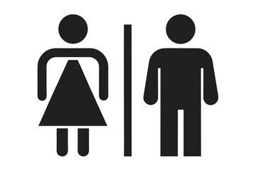 Simple black icons of a man and woman separated by a line