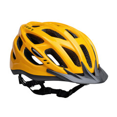 Fototapeta premium Bright Yellow Mountain Bike Helmet for Safety During Outdoor Cycling Adventures on Trails and Roads