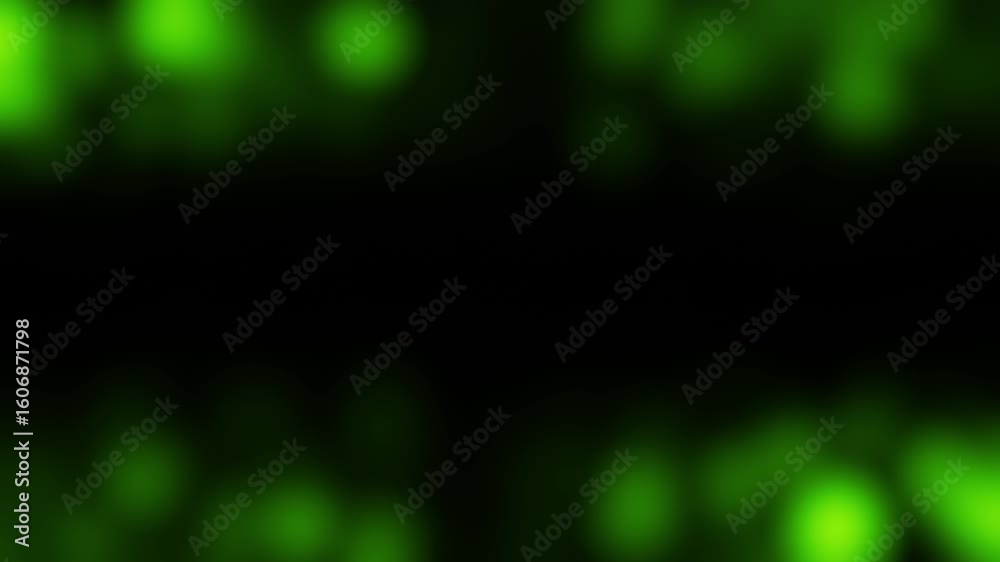 Wall mural loop animation border flickering glow green bokeh video particles on black abstract background. gree